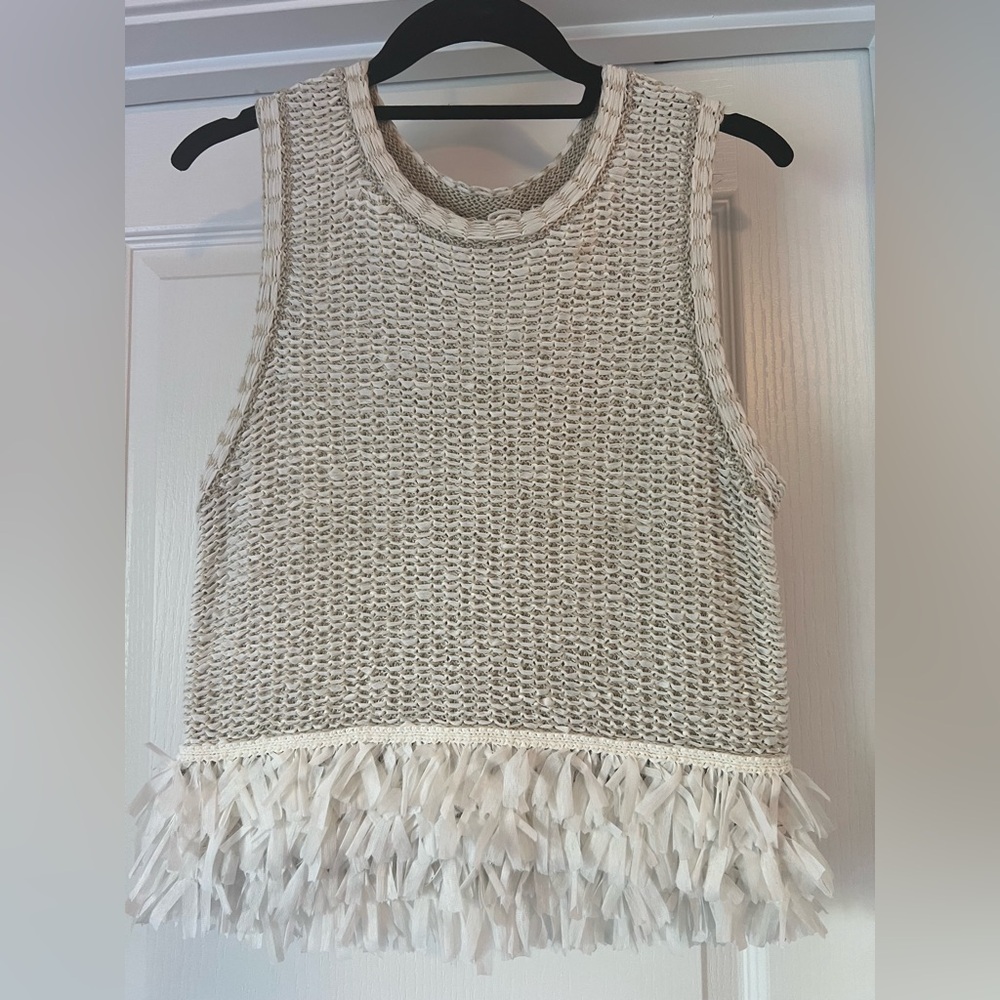 Club Monaco Knit Fringe Top